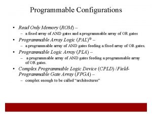 Programmable Configurations Read Only Memory ROM a fixed