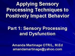 Applying Sensory Processing Techniques to Positively Impact Behavior