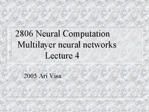 2806 Neural Computation Multilayer neural networks Lecture 4
