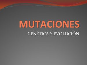MUTACIONES GENTICA Y EVOLUCIN MUTACIN Cambio en el