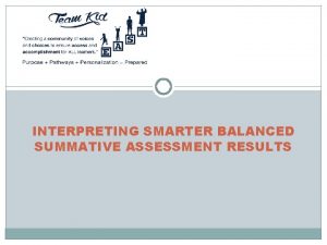 INTERPRETING SMARTER BALANCED SUMMATIVE ASSESSMENT RESULTS Participant Outcomes