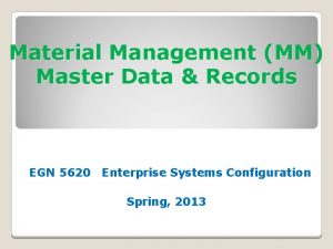 Material Management MM Master Data Records EGN 5620