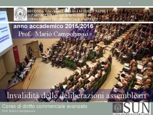 1 SECONDA UNIVERSIT DEGLI STUDI DI NAPOLI DIPARTIMENTO