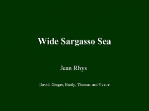 Wide Sargasso Sea Jean Rhys David Ginger Emily