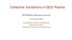 Collective Excitations in QCD Plasma Ali Davody Regensburg