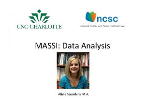 MASSI Data Analysis Alicia Saunders M A Welcome