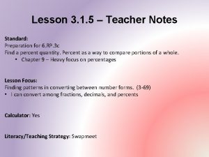 Lesson 3 percents and decimals