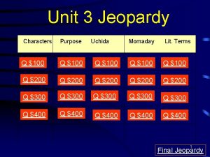 Unit 3 Jeopardy Characters Purpose Uchida Momaday Lit