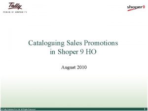 Cataloguing Sales Promotions in Shoper 9 HO August