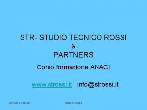 STR STUDIO TECNICO ROSSI PARTNERS Corso formazione ANACI
