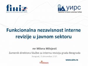 Funkcionalna nezavisnost interne revizije u javnom sektoru mr