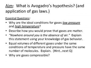 What is avogadros hypothesis