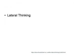 Lateral Thinking https store theartofservice comthelateralthinkingtoolkit html Index
