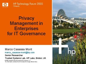 Privacy Management in Enterprises for IT Governance Marco