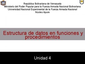 Repblica Bolivariana de Venezuela Ministerio del Poder Popular