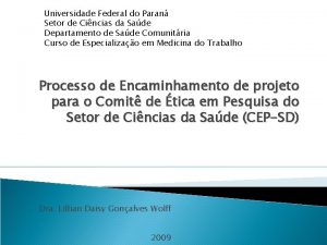 Universidade Federal do Paran Setor de Cincias da