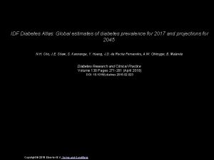 IDF Diabetes Atlas Global estimates of diabetes prevalence