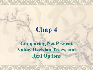 Chap 4 Comparing Net Present Value Decision Trees