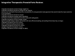Integrative therapeutics prenatal