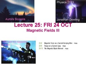 Physics 2113 Aurora Borealis Jonathan Dowling Lecture 25