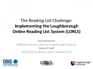 Loughborough reading list