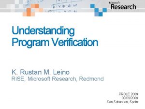 Understanding Program Verification K Rustan M Leino Ri