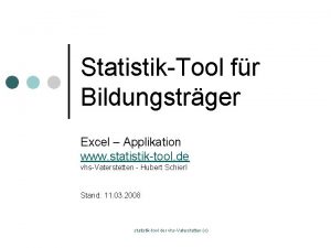 StatistikTool fr Bildungstrger Excel Applikation www statistiktool de