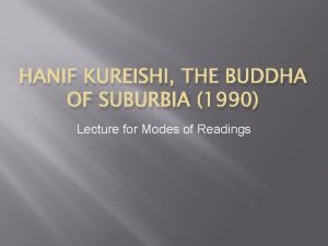 HANIF KUREISHI THE BUDDHA OF SUBURBIA 1990 Lecture