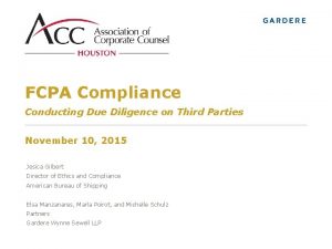 Fcpa third party due diligence Fcpa third party due diligence