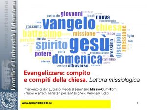 Evangelizzare compito e compiti della chiesa Lettura missiologica