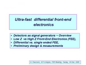 Charge sensitive preamplifier Charge sensitive preamplifier