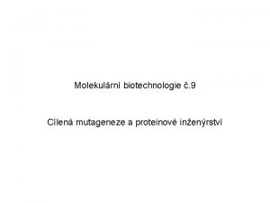 Molekulrn biotechnologie 9 Clen mutageneze a proteinov inenrstv