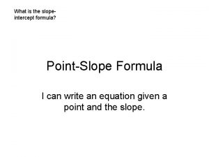 Pointslope formula