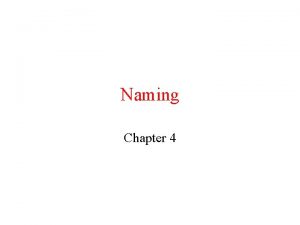 Naming Chapter 4 Basic Naming Terminology Name A