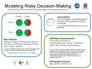 Modeling Risky Decision Making Annie Tang Ethan Levine