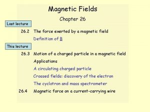 Learning: module 26: magnetic forces and fields
