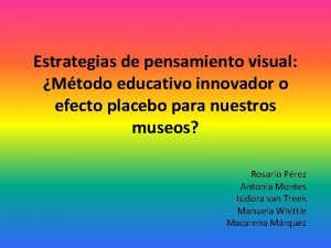 Estrategias de pensamiento visual Mtodo educativo innovador o