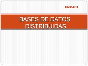 BASES DE DATOS DISTRIBUIDAS Evaluacin Conocimientos 30 Examen