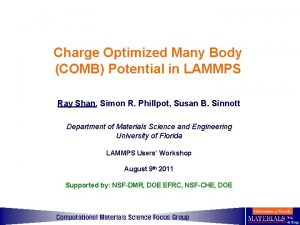 Charge Optimized Many Body COMB Potential in LAMMPS