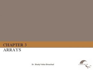 CHAPTER 3 ARRAYS Dr Shady Yehia Elmashad Outline CHAPTER 3 ARRAYS Dr Shady Yehia Elmashad Outline