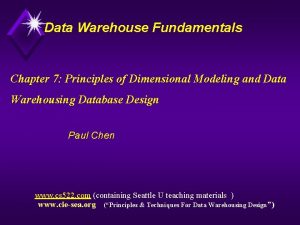 Data warehouse principles
