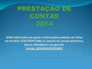 PRESTAO DE CONTAS 2014 AFIM Solicitaes em geral