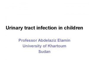 Urinary tract infection in children Professor Abdelaziz Elamin