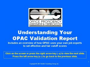 Opac test questions