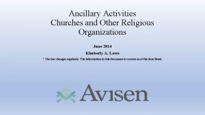 Ancillary Activities Churches and Other Religious Organizations June