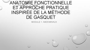 ANATOMIE FONCTIONNELLE ET APPROCHE PRATIQUE INSPIRE DE LA