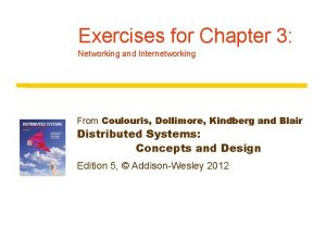 Exercises for Chapter 3 Networking and Internetworking From