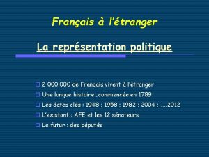 Franais ltranger La reprsentation politique o 2 000