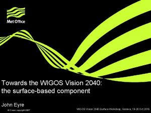 Towards the WIGOS Vision 2040 the surfacebased component