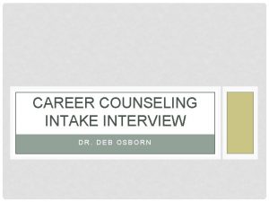 Intake interview in counseling